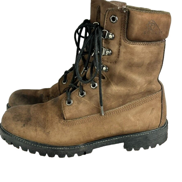 Rocky Boots 8" Mens 9.5 MW Brown Waterproof Insulated Work Thinsulate RB918 - Picture 3 of 12